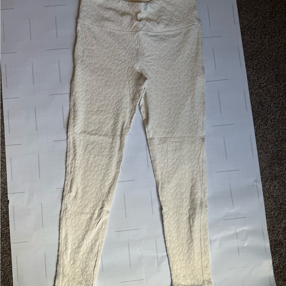 Cream Textured Leggings